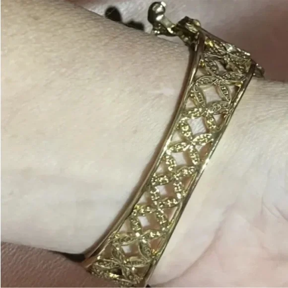 Gold Tone peacock enamel and crystal rhinestone cuff bracelet. HSN 2014 - Picture 2 of 2